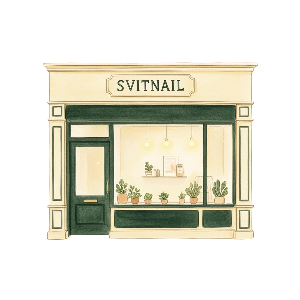 Your own Svitnail salon — a hand-drawn boutique storefront